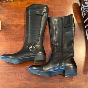 Nine West Vasookie Tall Black Leather Boots